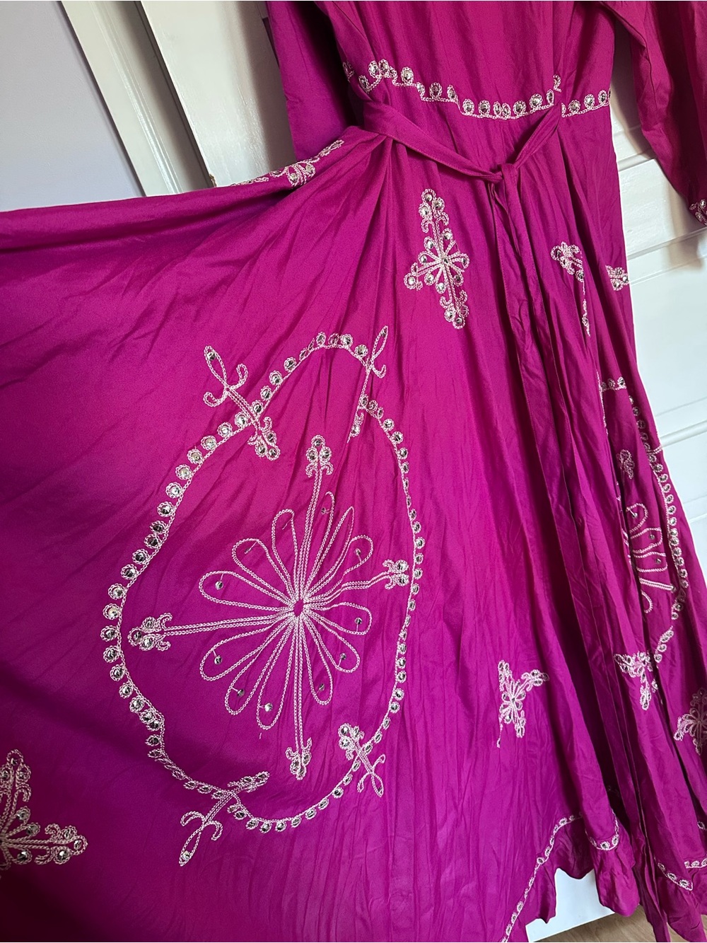 J. Peterman Fuchsia Maxi Dress with White Embroidery - Picture 5 of 5